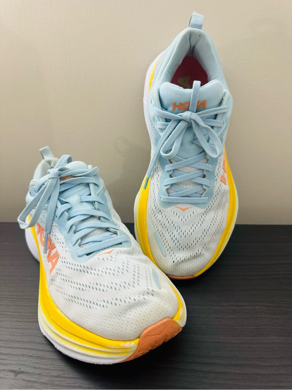 Hoka Women's Light Blue & Yellow Running Shoes Size 8
